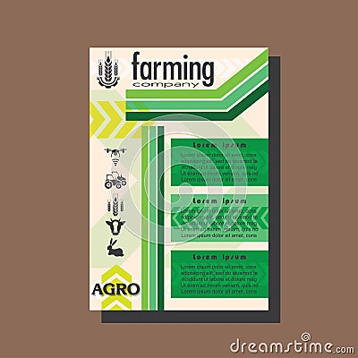 Creative Agriculture brochure design template for agricultural company, agro conference, forum, event, exhibition, business. Vector Illustration