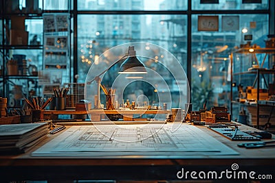 Creative Ambiance of an Architectural Studio Stock Photo