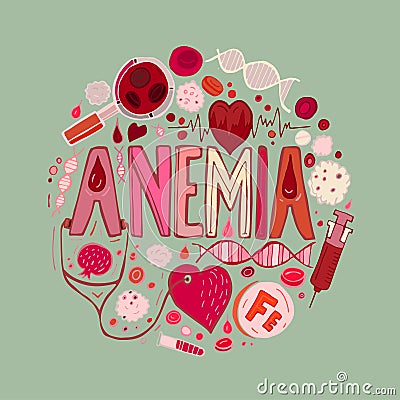 Anemia doodles background Vector Illustration