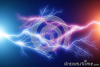 Blue and red lightning arc electric discharge Cartoon Illustration