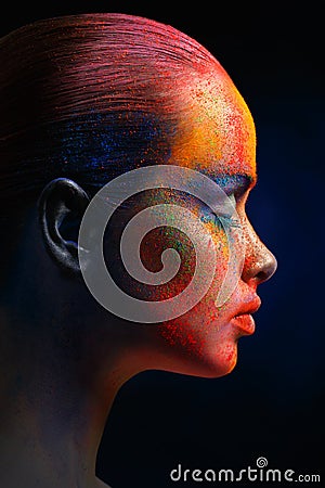 Creative art of make up, fashion model closeup portrait Stock Photo