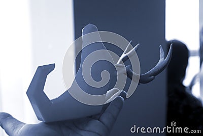 Creative art model printed 3D printer. Different objects created 3D printer Stock Photo