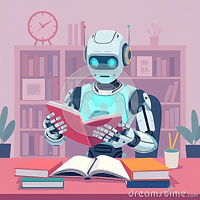 Human-robot interaction concept chatgpt generative ai chatgpt illustration for an inventive artificial intelligence robot tut Cartoon Illustration