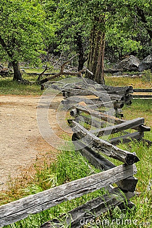 Crooked fence Stock Photo