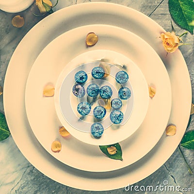 Creative artsy table decor idea Stock Photo