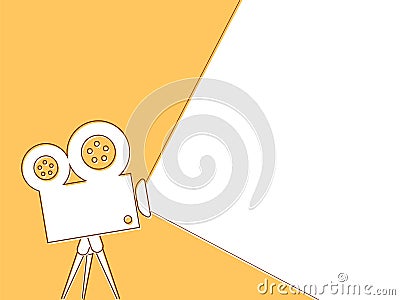 Creative background with camera on tripod and decorative empty text container. Ideal for journalism Stock Photo