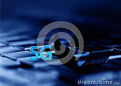 The concept of 5G network, high-speed mobile Internet, new generation networks. Global 5G solution Stock Photo