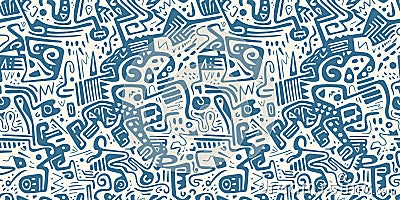 Creative background, seamless pattern with various abstract shapes in the form of doodles and blots. Vector illustration Vector Illustration