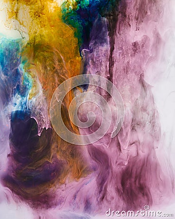 creative background with violet and orange swirls of paint Stock Photo