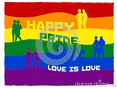 Creative banner or poster design with gay and lesbian couples. Stock Photo