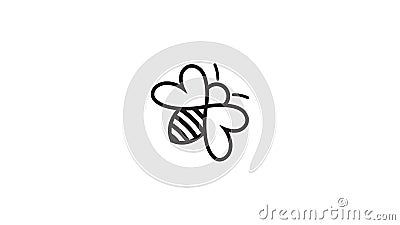 Creative Bee Insect Heart Symbol Abstract Logo Vector Illustration