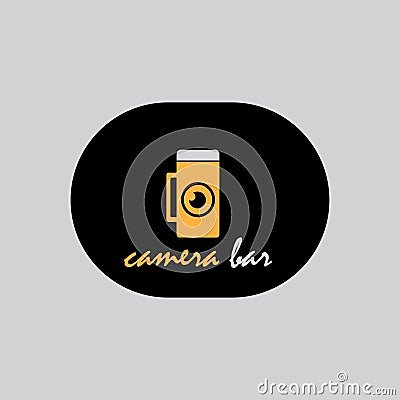 Creative beer logo vector illustration camera design Vector Illustration