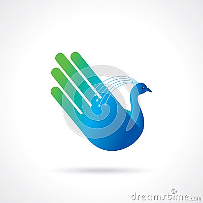 Creative bird with hand creative idea Vector Illustration