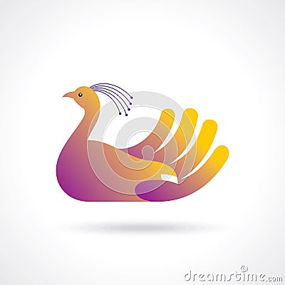 Creative bird with hand creative idea Vector Illustration