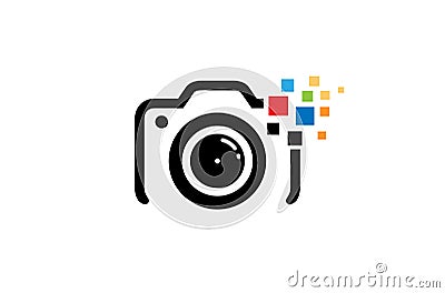 Creative Black Camera Colorful Pixel Logo Design Symbol Vector Illustration Vector Illustration