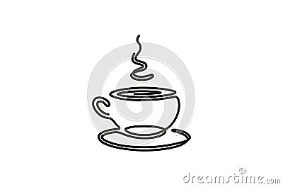 Creative Black Coffee Mug Lines Logo Vector Illustration