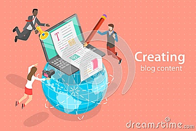 Creative Blogging, Content Marketing Strategy, Commercial Blog Posting and Copywriting. Vector Illustration