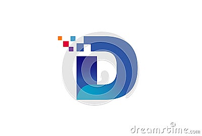 Creative Blue D Letter Technology Digital Logo Vector Illustration