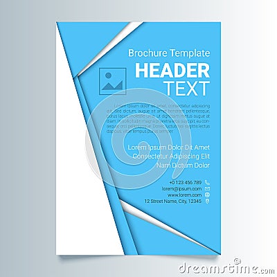 Creative blue flyer vector template in A4 size. Brochure business template, report cover in a material design style. Vector Illustration