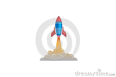 Creative Blue Rocket Launch Logo Vector Illustration