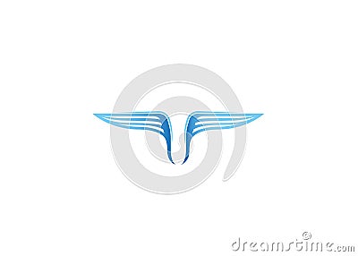 Creative Blue Wings Logo Vector Illustration