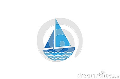 Creative Blue Yacht Boat Logo Design Vector Symbol Illustration Vector Illustration