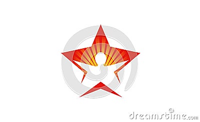 Creative Body Star Sunshine Happy Silhouette Logo Vector Illustration