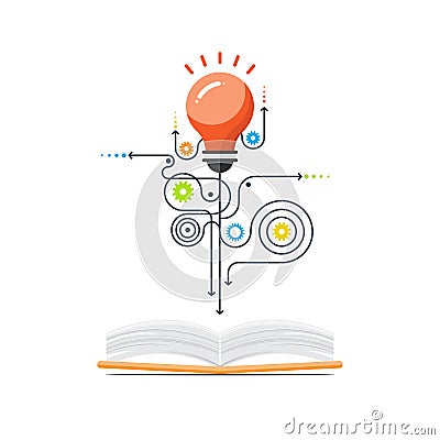 Creative from book, bulb sign, education concept vector Vector Illustration