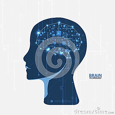 Creative brain concept background. Artificial Intelligence concept. Vector Illustration