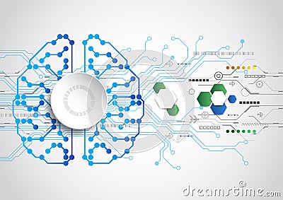 Creative brain concept background. Artificial Intelligence concept. Vector science illustration Vector Illustration