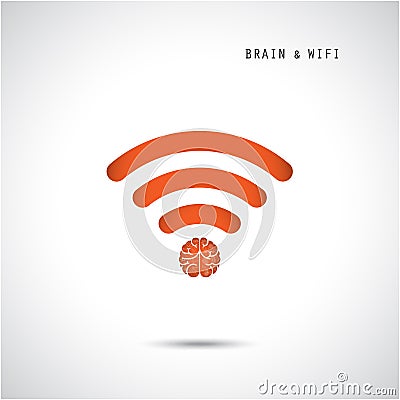 Creative brain concept and wifi sign. Vector Illustration