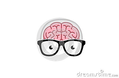 Creative Brain Geek Logo Vector Illustration