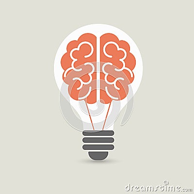 Creative brain Idea and light bulb concept, design for poster flyer cover brochure, business , education .vector Vector Illustration