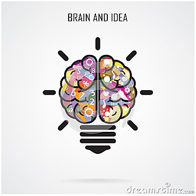 Creative brain Idea and light bulb concept, education concept Vector Illustration