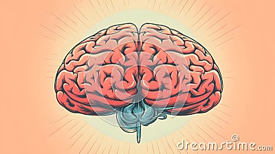 Creative Brain Illustration in Pastel Colors Stock Photo