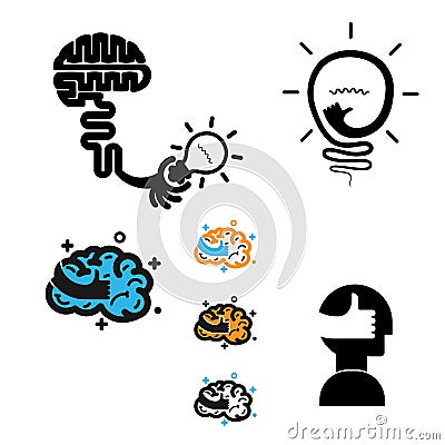 Creative brain logo design vector icon with best hand sign.Best Vector Illustration