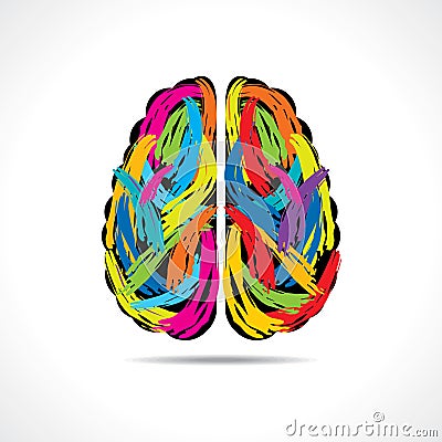 Creative brain with paint strokes Vector Illustration
