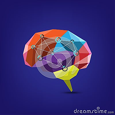 Creative brain process connection. Abstract communication idea polygon style. Smart thinking concept Vector Illustration