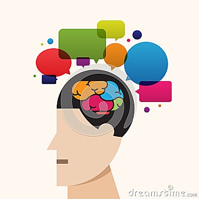 Creative brain thinking process idea, speech bubble vector Vector Illustration