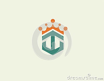 Creative bright logo icon anchor and crown Vector Illustration