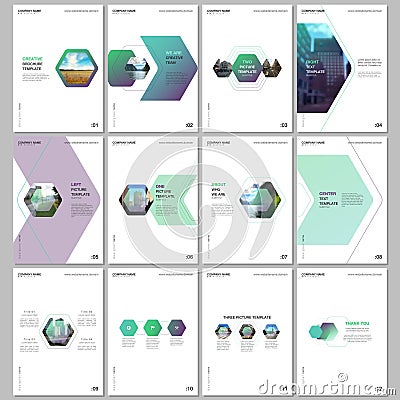 Creative brochure templates with colorful hexagonal design background, hexagon style pattern. Covers design templates Vector Illustration