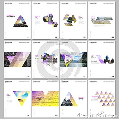 Creative brochure templates with triangular design background, triangle style pattern. Covers design templates for flyer Vector Illustration