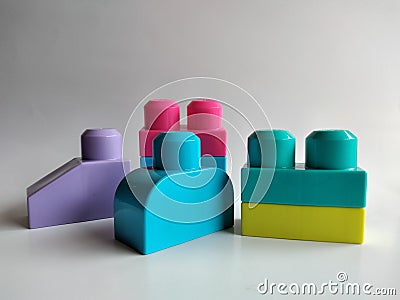 Creative Building Block Shapes Plastic Stock Photo