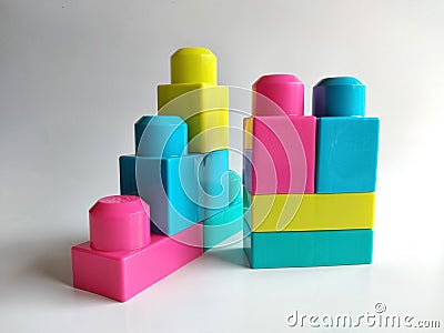 Creative Building Block Shapes Plastic Stock Photo