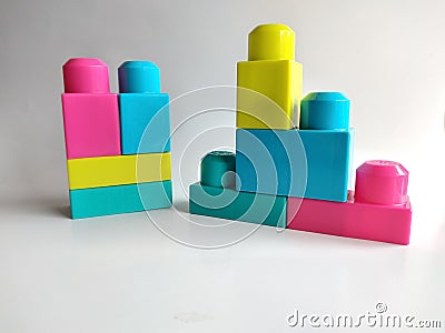 Creative Building Block Shapes Plastic Stock Photo