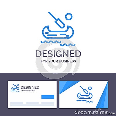 Creative Business Card and Logo template Boat, Kayak, Canada Vector Illustration Vector Illustration