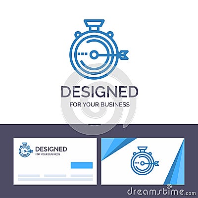 Creative Business Card and Logo template Launch, Management, Optimization, Release, Stopwatch Vector Illustration Vector Illustration
