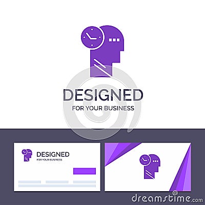 Creative Business Card and Logo template Time, Mind, Thoughts, Head Vector Illustration Vector Illustration