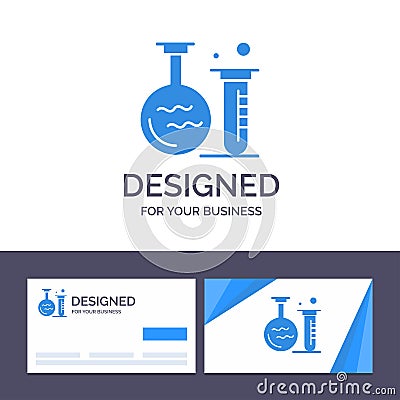 Creative Business Card and Logo template Tube, Flask, Lab, Education Vector Illustration Vector Illustration