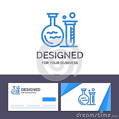 Creative Business Card and Logo template Tube, Flask, Lab, Education Vector Illustration Vector Illustration